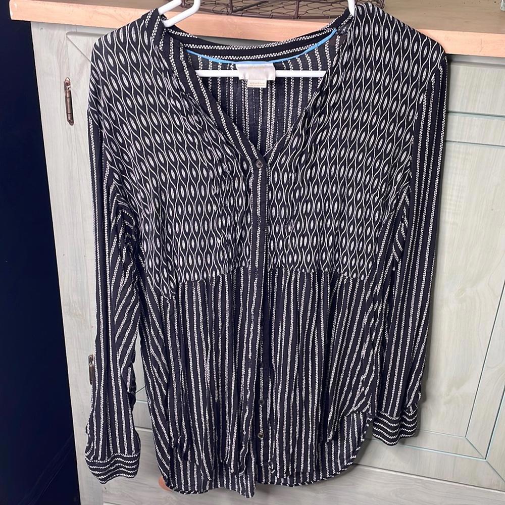 Anthropologie Maeve button up pattered long sleeve blouse